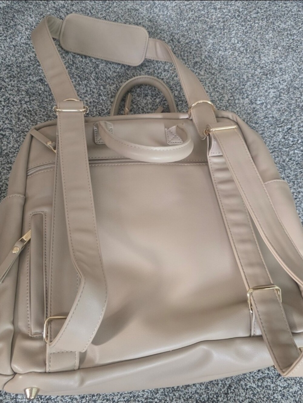 Nyssa Mother Diaper Backpack Shoulder Bag Tote Champagne Cream New - Picture 6 of 6